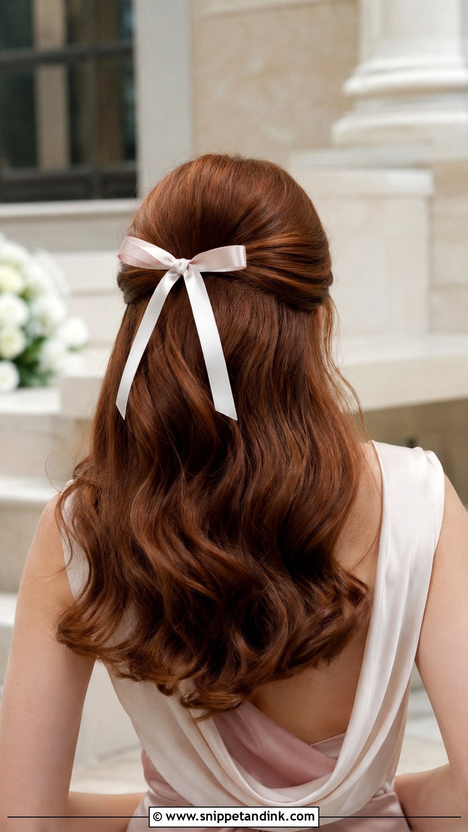 Half Up Wedding Guest Hair With Bow - Snippet and Ink - 20 Half-Up Wedding Guest Hair Ideas