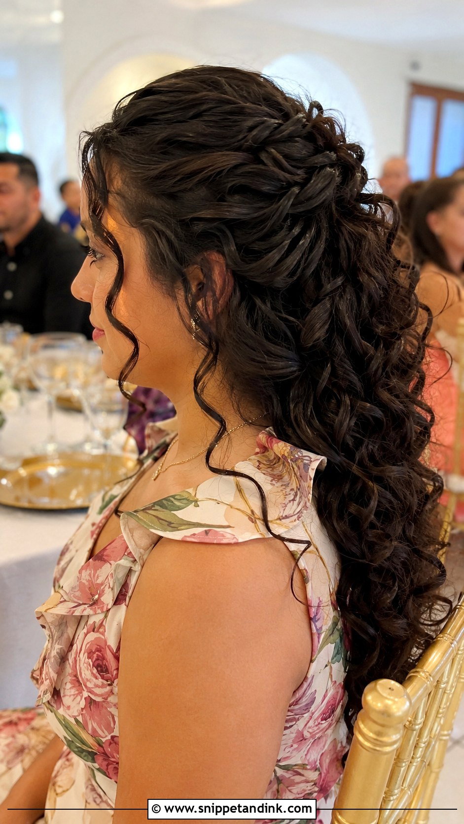 Half Up Wedding Guest Hair With Curls - Snippet and Ink - 20 Half-Up Wedding Guest Hair Ideas