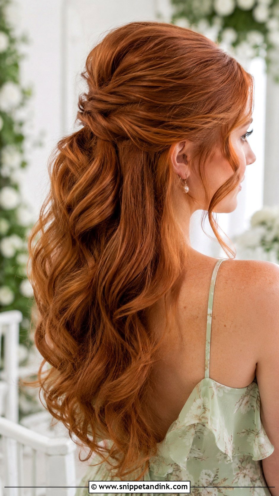 Half Up Wedding Guest Hair With Loose Curls - Snippet and Ink - 20 Half-Up Wedding Guest Hair Ideas