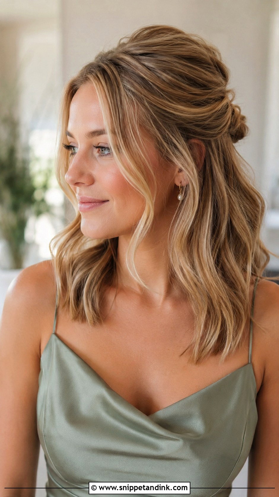 Half Up Wedding Guest Hairstyle - Snippet and Ink - 15 Midlength Hairstyles for Wedding Guest