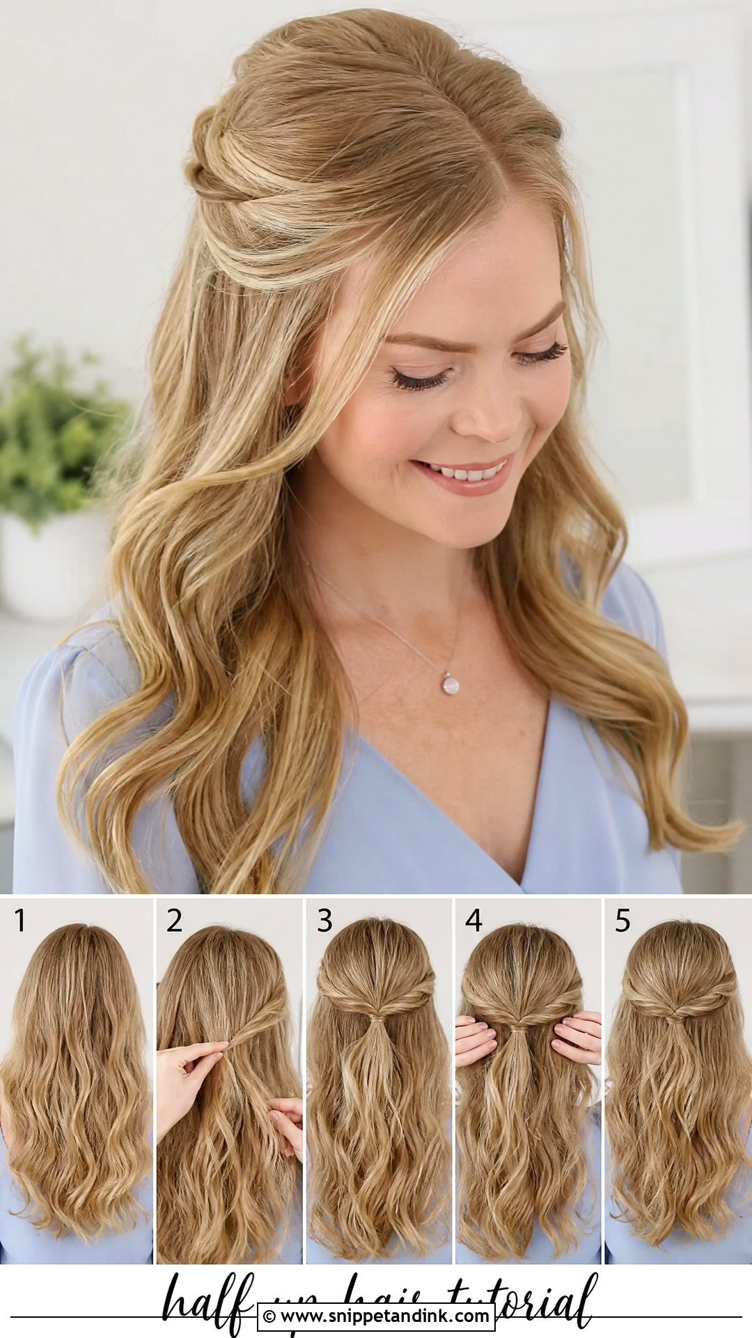 Half Up Wedding Guest Hairstyle Tutorial - Snippet and Ink - 20 Wedding Guest Hairstyles Tutorial