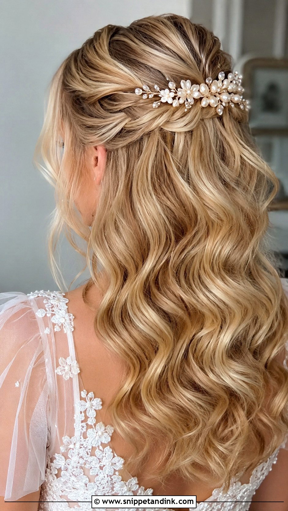 Half Up Wedding Hair Clip - Snippet and Ink - 15 Wedding Hair Clip Ideas