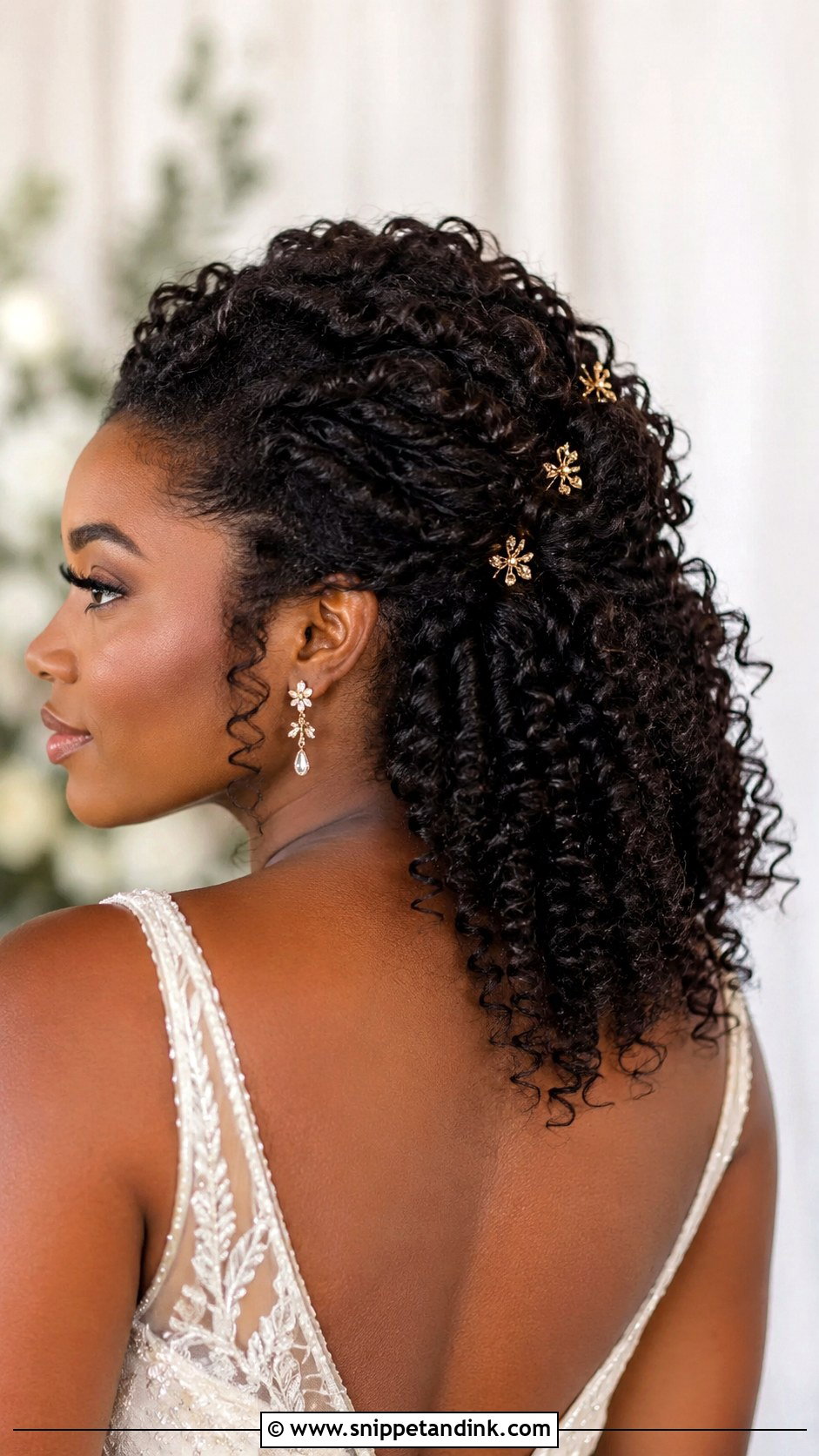 Half Up Wedding Hair For Curly Hair - Snippet and Ink - 15 Half-Up Wedding Bride Hairstyles
