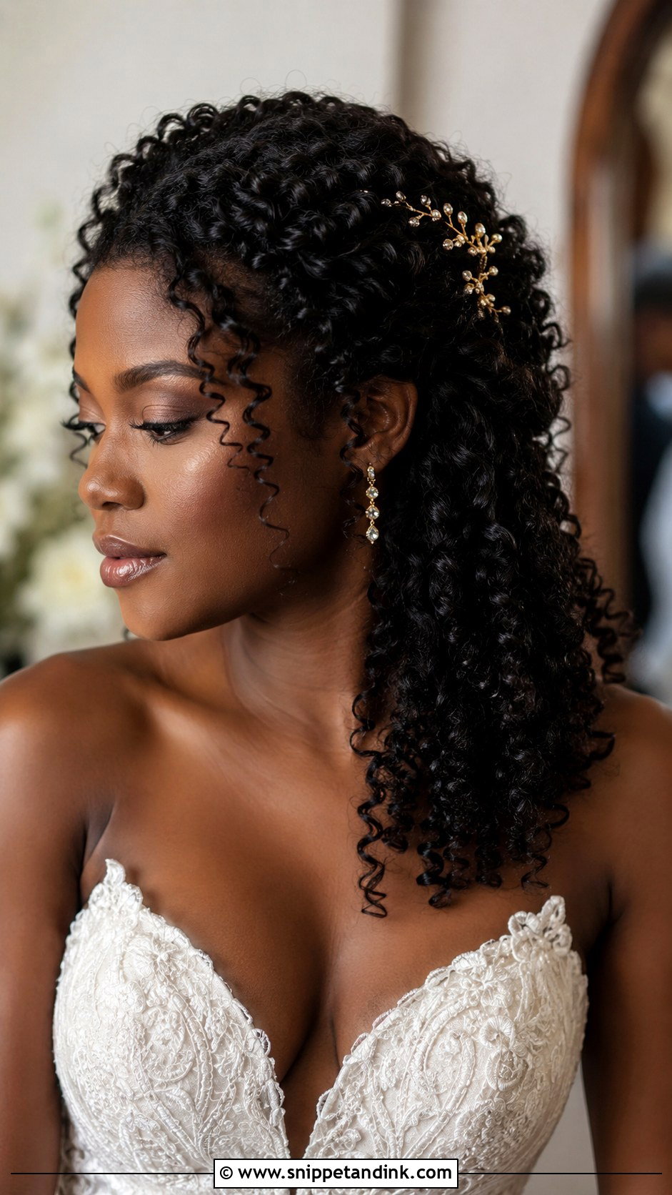 Half Up Wedding Hair For Curly Hair - Snippet and Ink - 15 Half-Up Wedding Hair Tutorial Ideas