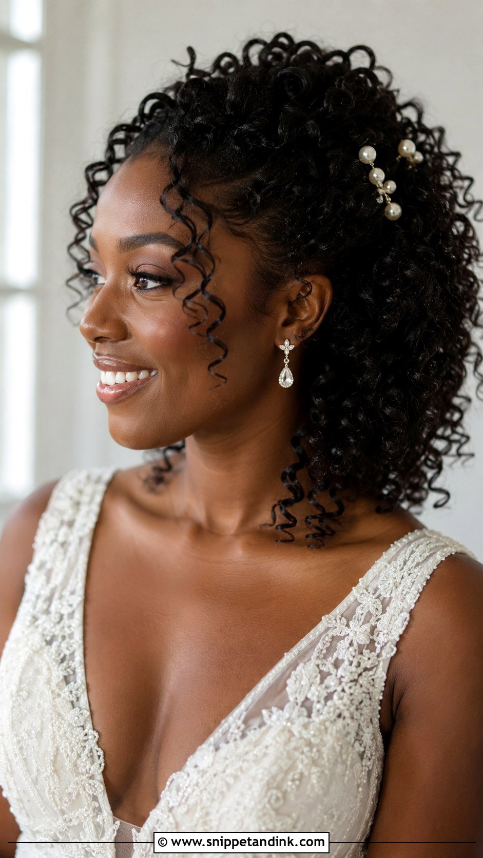 Half Up Wedding Hair For Curly Hair - Snippet and Ink - 15 Simple Half-Up Wedding Hair Ideas