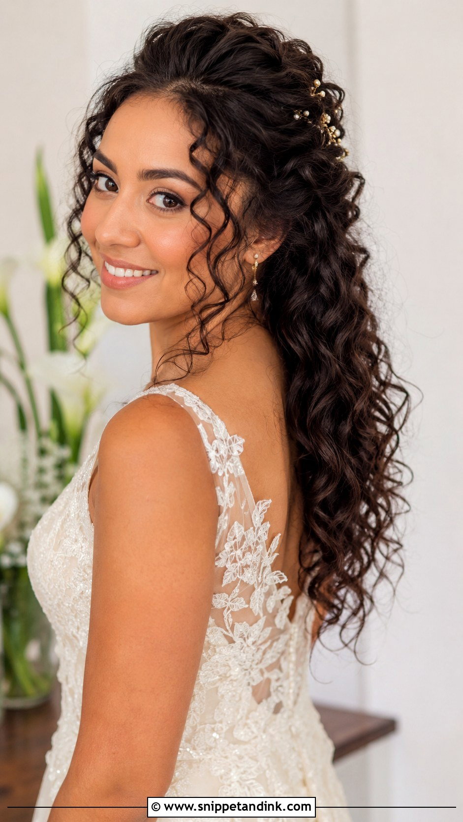 Half Up Wedding Hair For Curly Hair - Snippet and Ink - 20 Half-Up Do Wedding Hair Ideas