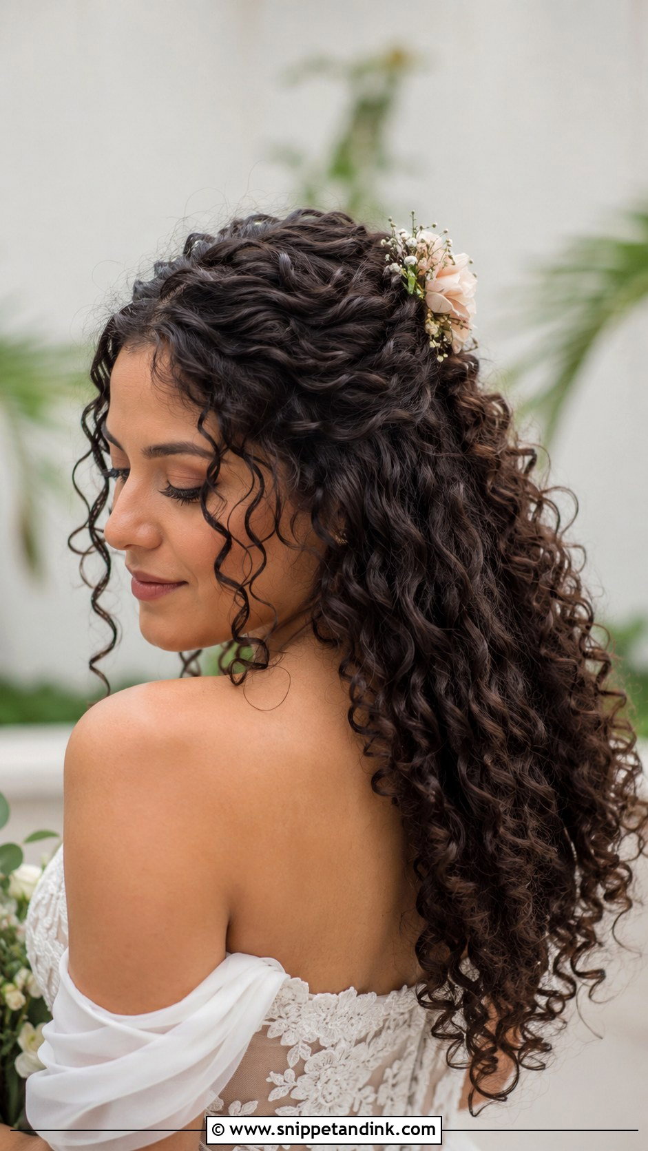 Half Up Wedding Hair For Curly Hair - Snippet and Ink - 25 Half-Up Wedding Hair Styles