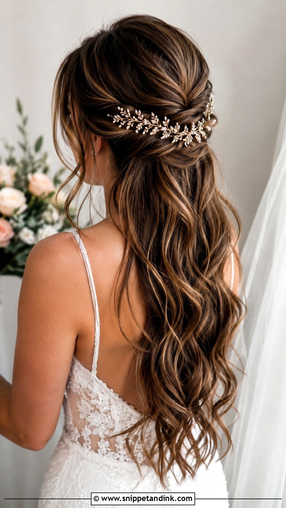 Half Up Wedding Hair For Long Hair - Snippet and Ink - 15 Half Hairdo Wedding Ideas