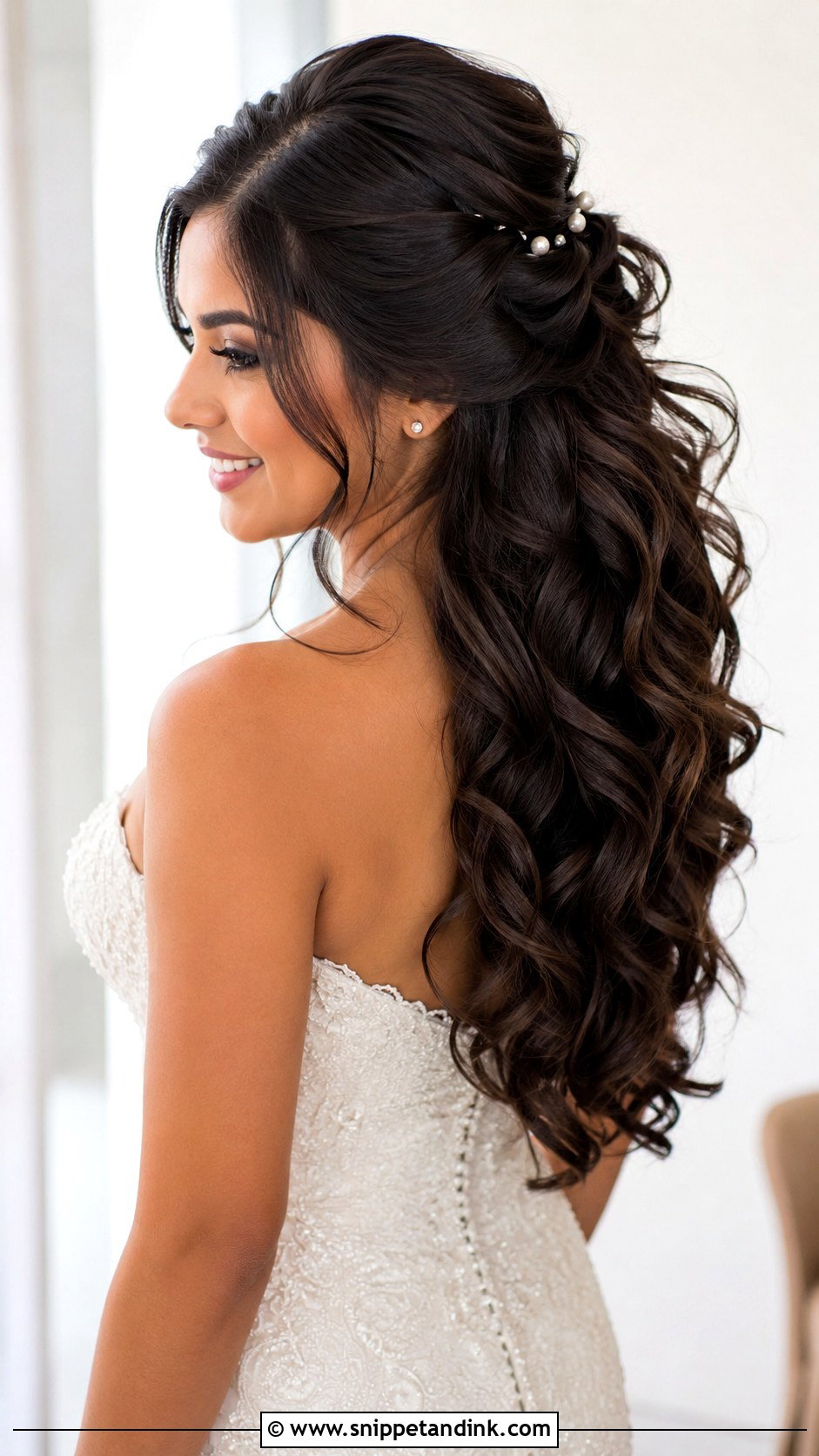 Half Up Wedding Hair For Long Hair - Snippet and Ink - 15 Half-Up Wedding Bride Hairstyles