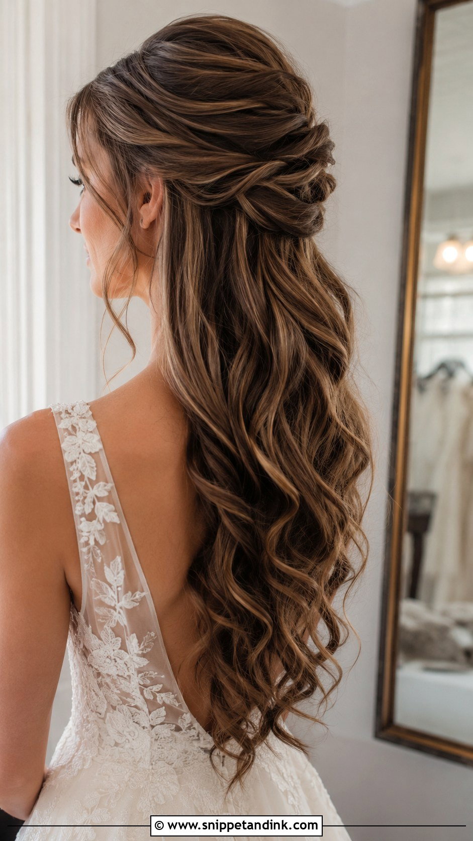 Half Up Wedding Hair For Long Hair - Snippet and Ink - 20 Half-Up Do Wedding Hair Ideas