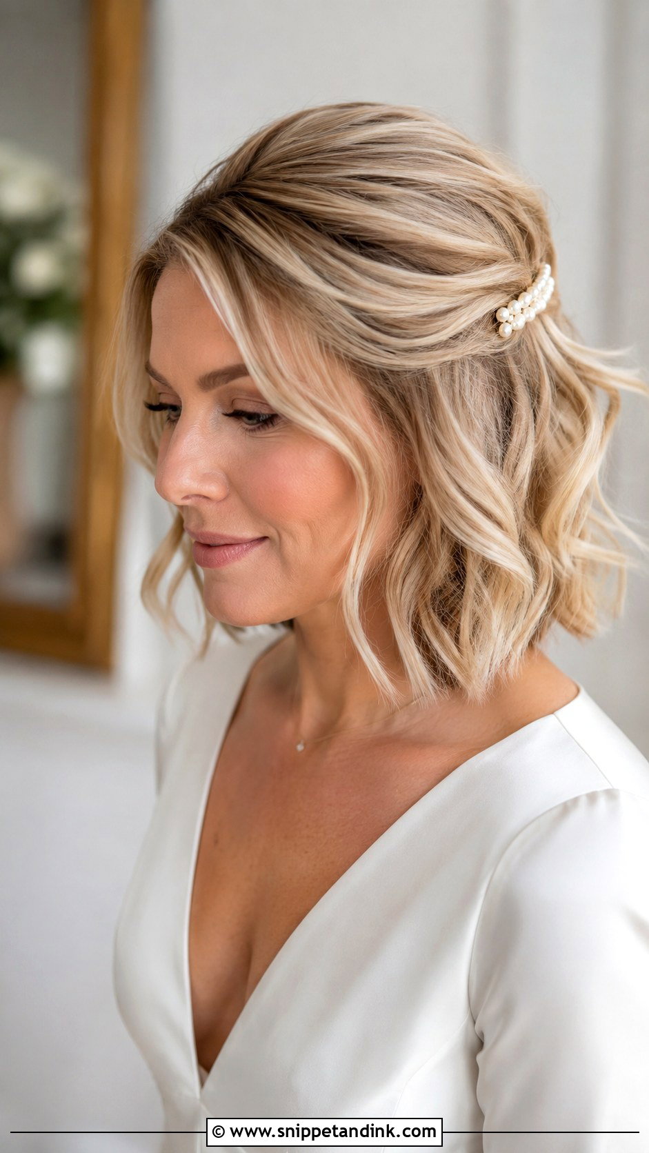 Half Up Wedding Hair For Medium Hair - Snippet and Ink - 15 Simple Half-Up Wedding Hairstyles
