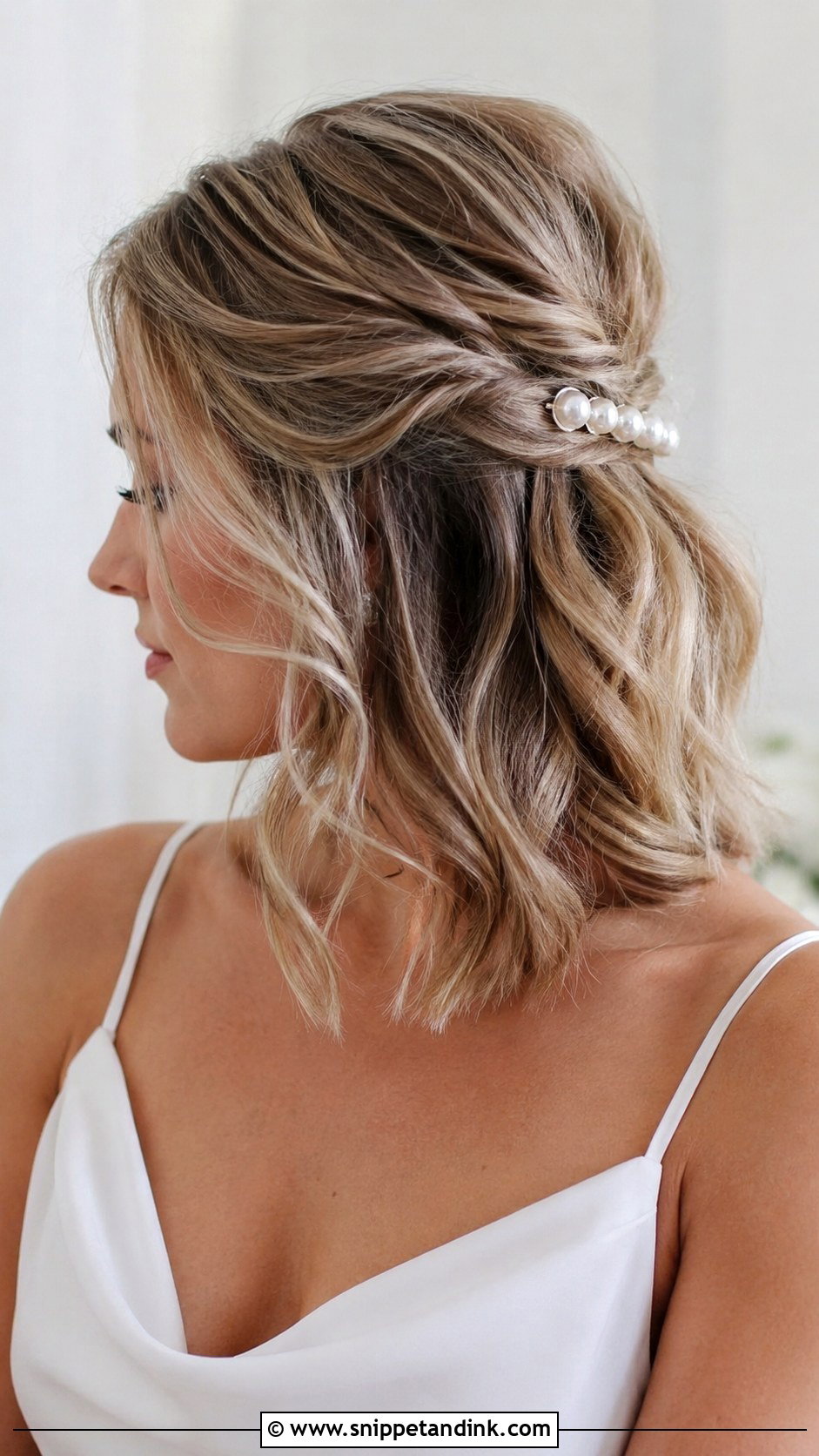 Half Up Wedding Hair For Medium Hair - Snippet and Ink - 20 Half-Up Do Wedding Hair Ideas