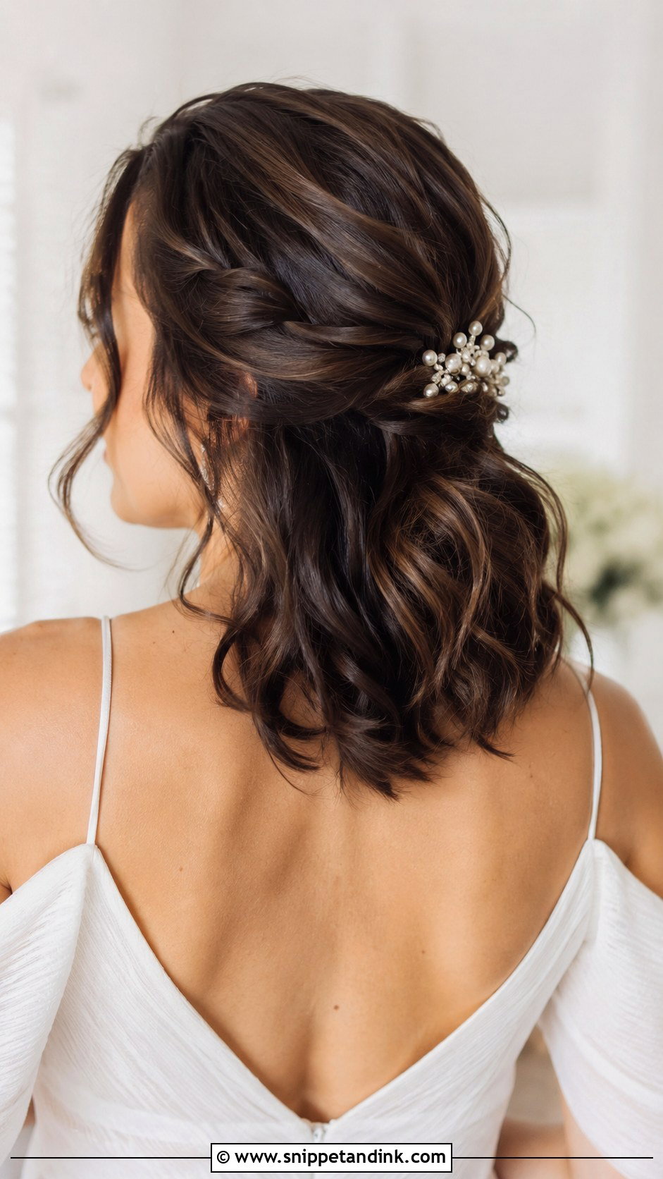 Half Up Wedding Hair For Medium Hair - Snippet and Ink - 20 Half-Up Hair for Wedding Ideas