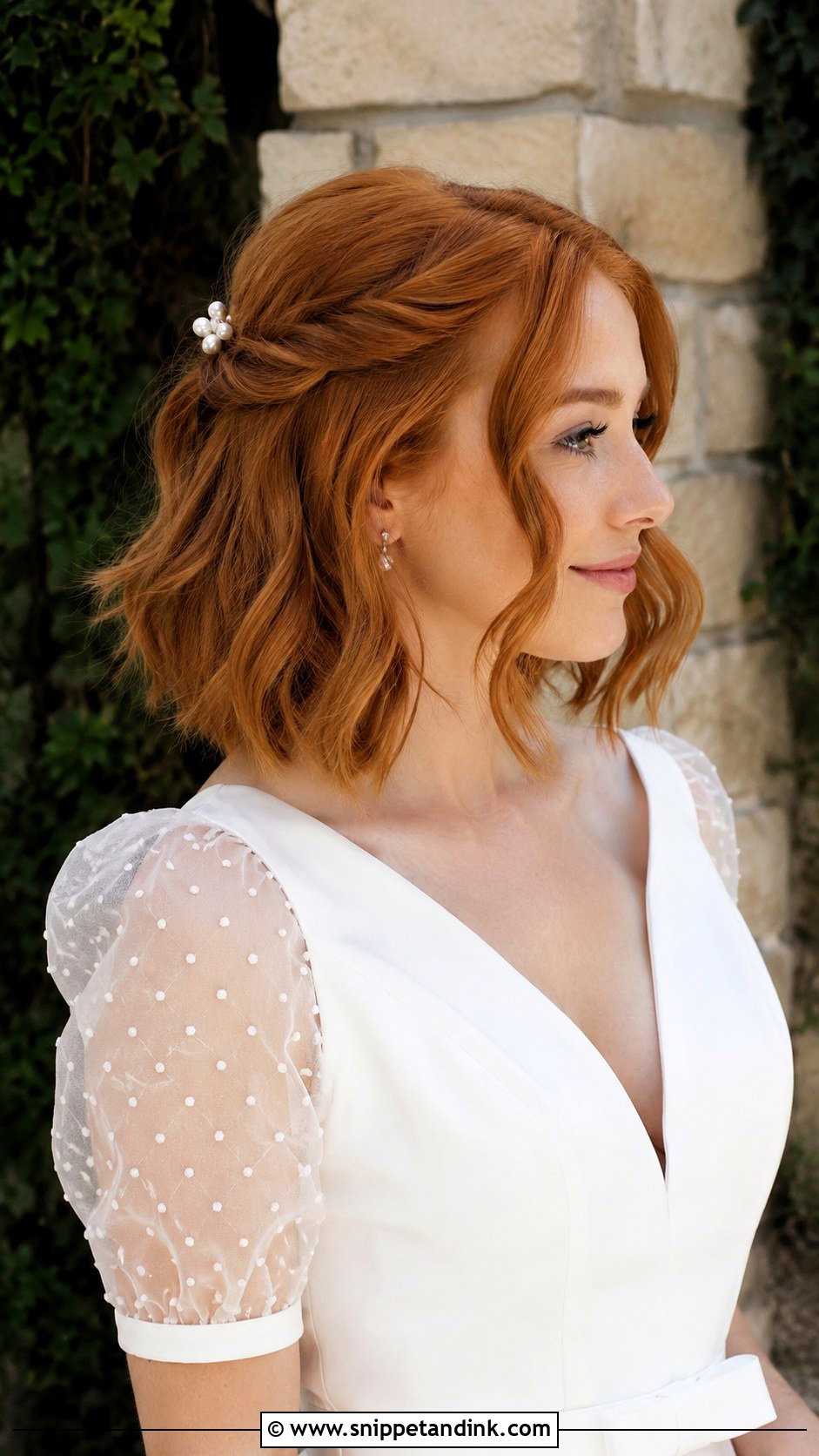 Half Up Wedding Hair For Short Hair - Snippet and Ink - 15 Half Hairdo Wedding Ideas