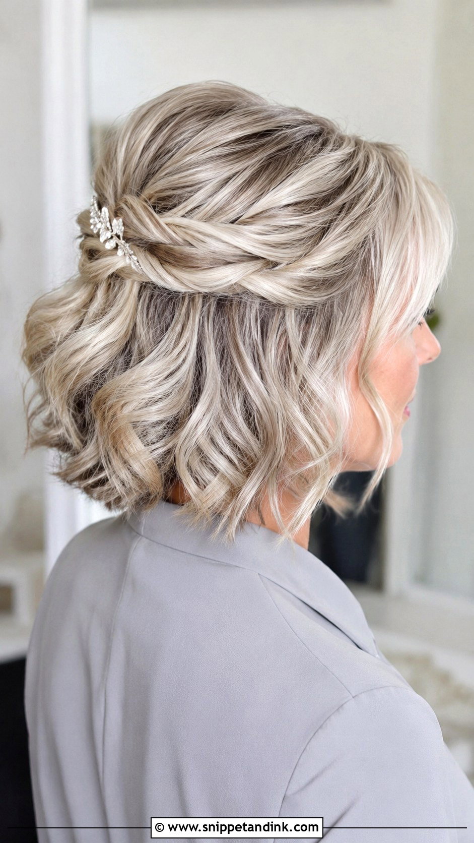 Half Up Wedding Hair For Short Hair - Snippet and Ink - 15 Mom Half-Up Half-Down Wedding Hairstyles