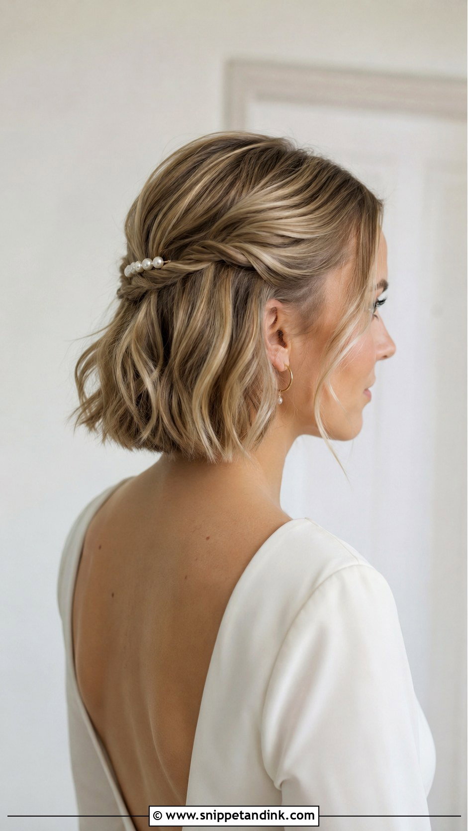 Half Up Wedding Hair For Short Hair - Snippet and Ink - 15 Simple Half-Up Wedding Hair Ideas