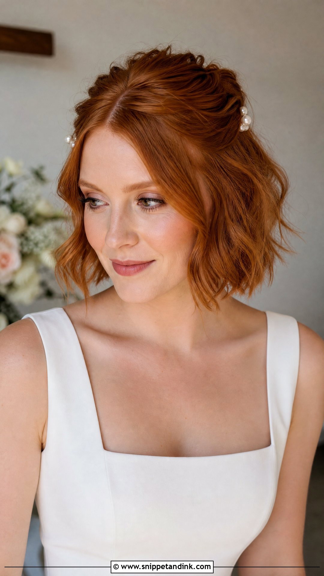 Half Up Wedding Hair For Short Hair - Snippet and Ink - 15 Easy Half-Up Wedding Hairstyles