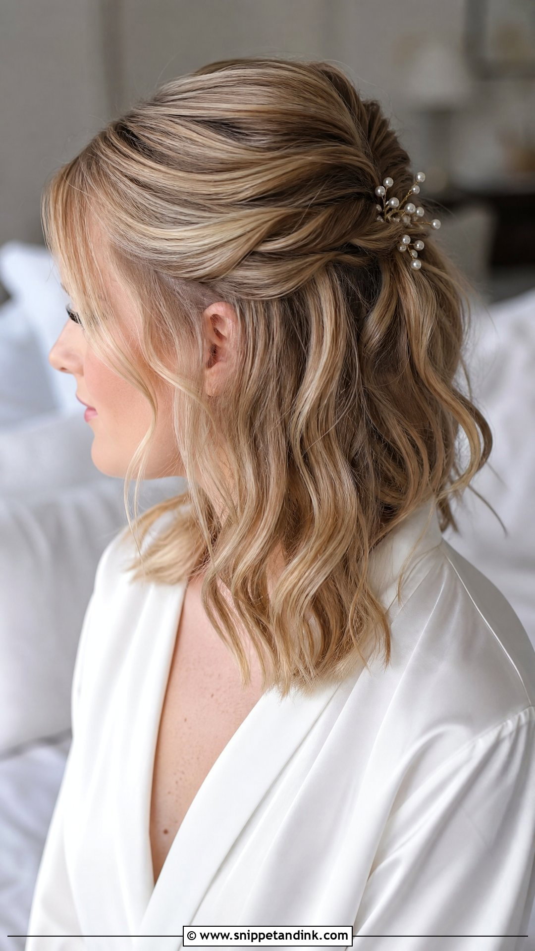 Half Up Wedding Hair For Shoulder Length Hair - Snippet and Ink - 20 Simple Wedding Hairstyles for Short Hair Shoulder Length