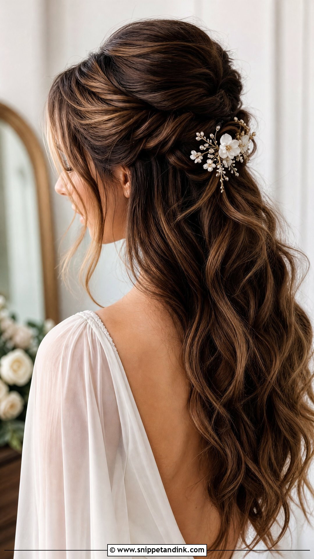 Half Up Wedding Hair Updo - Snippet and Ink - 15 Easy Wedding Hair Updos