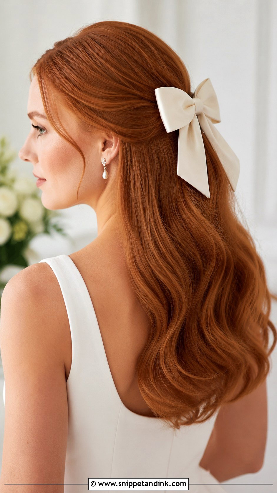 Half Up Wedding Hair With A Bow - Snippet and Ink - 20 Half-Up Hair for Wedding Ideas