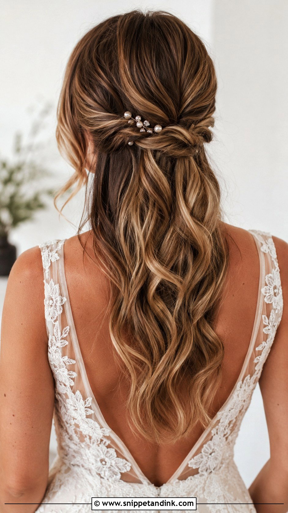 Half Up Wedding Hair With A Low Twist - Snippet and Ink - 20 Half-Up Hair for Wedding Ideas