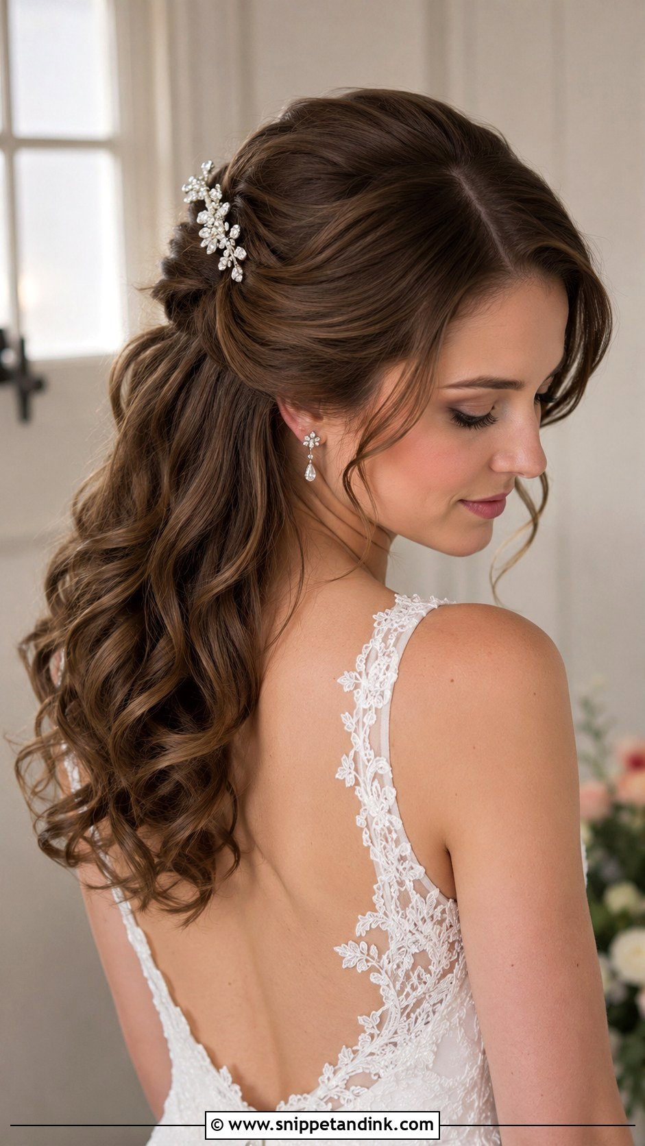 Half Up Wedding Hair With A Side Part - Snippet and Ink - 20 Half-Up Hair for Wedding Ideas