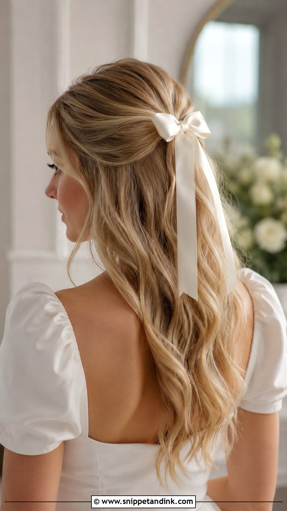 Half Up Wedding Hair With Bow - Snippet and Ink - 15 Half Hairdo Wedding Ideas