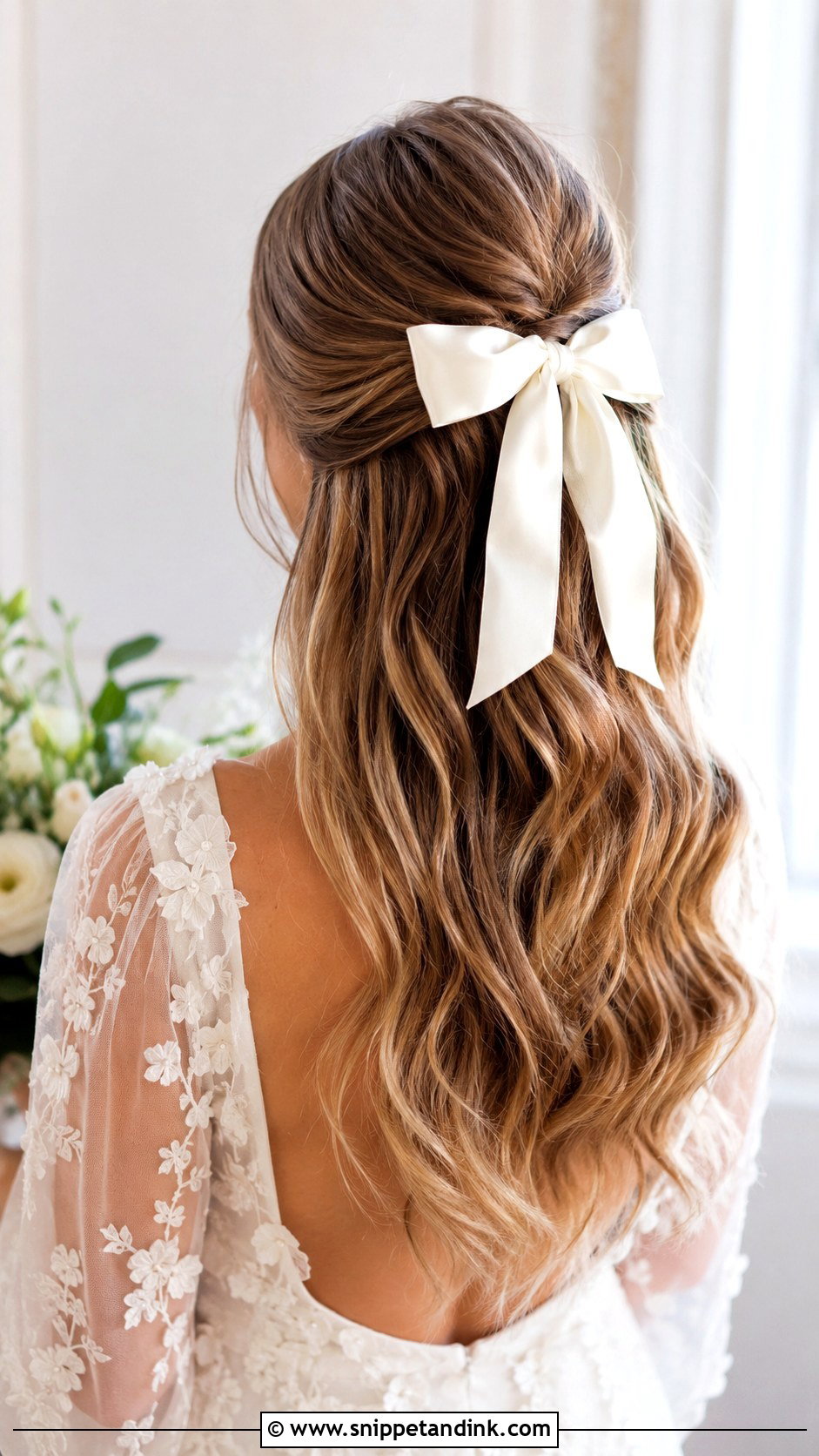 Half Up Wedding Hair With Bow - Snippet and Ink - 15 Half-Up Wedding Hair Tutorial Ideas
