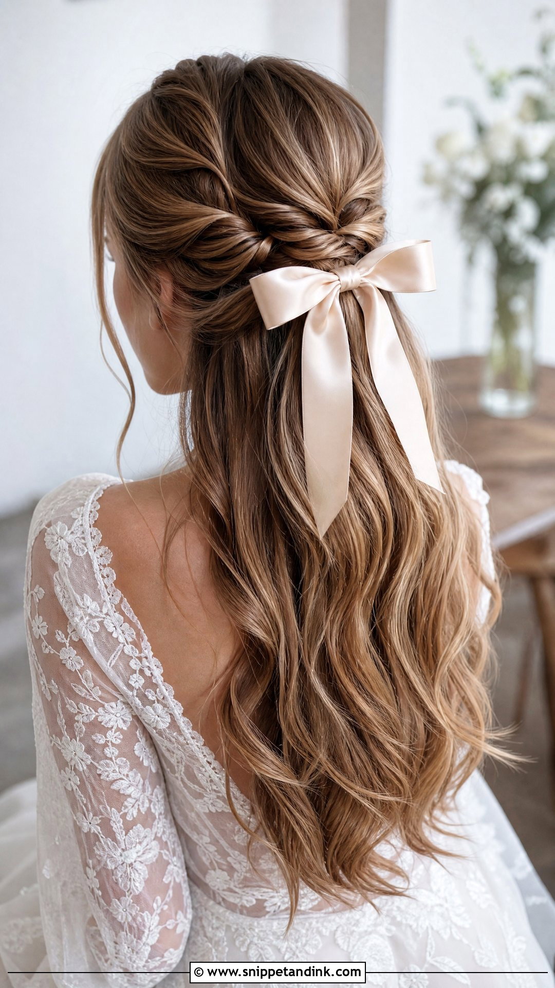 Half Up Wedding Hair With Bow - Snippet and Ink - 15 Bow Wedding Hairstyle Ideas