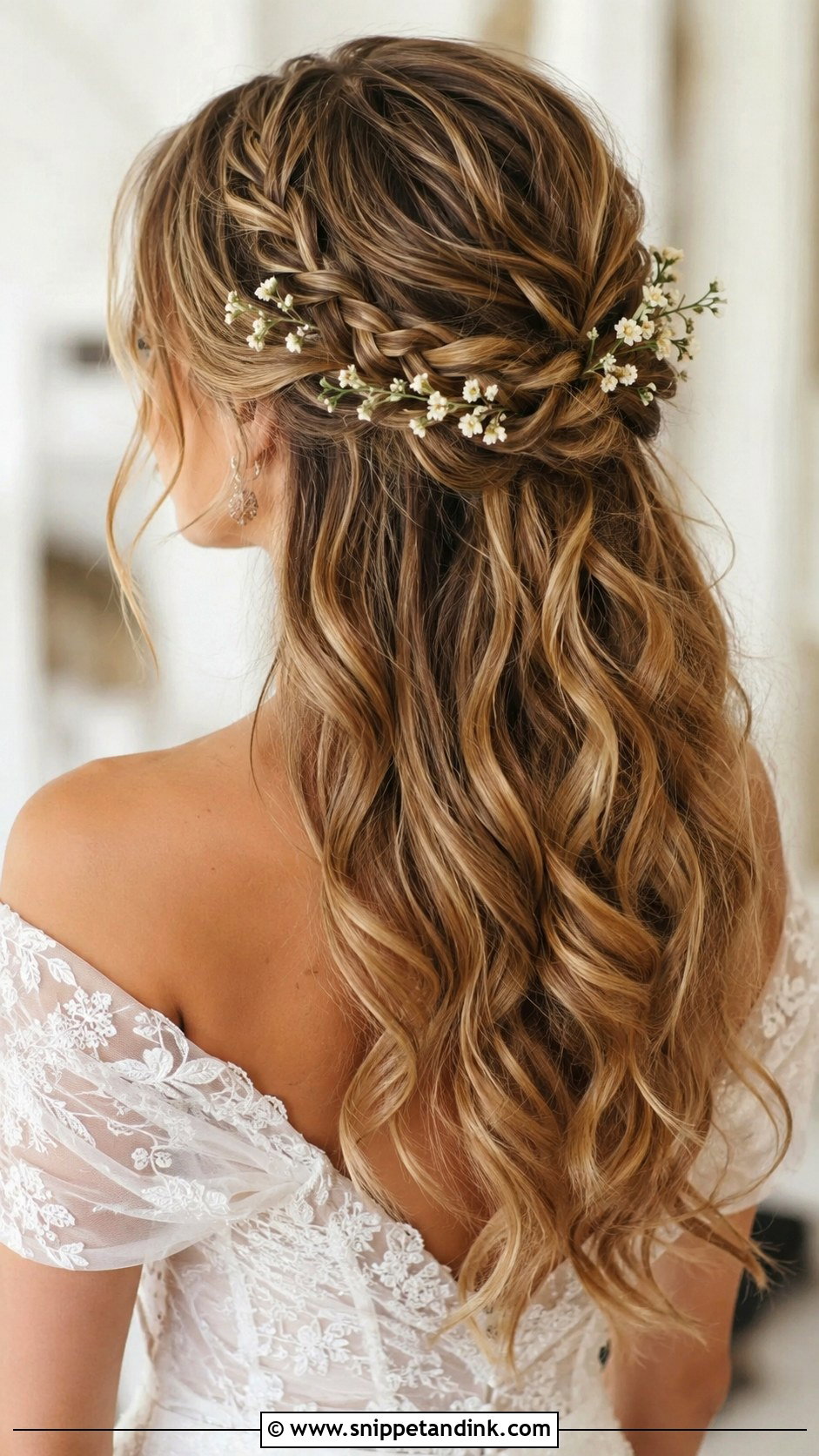 Half Up Wedding Hair With Braid - Snippet and Ink - 15 Halfup Hairstyle for Long Hair Wedding Ideas