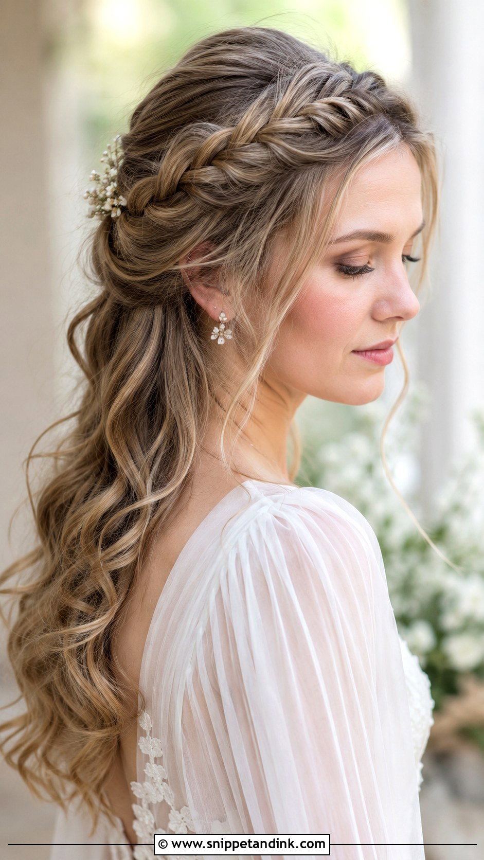 Half Up Wedding Hair With Braid - Snippet and Ink - 15 Simple Half-Up Wedding Hair Ideas