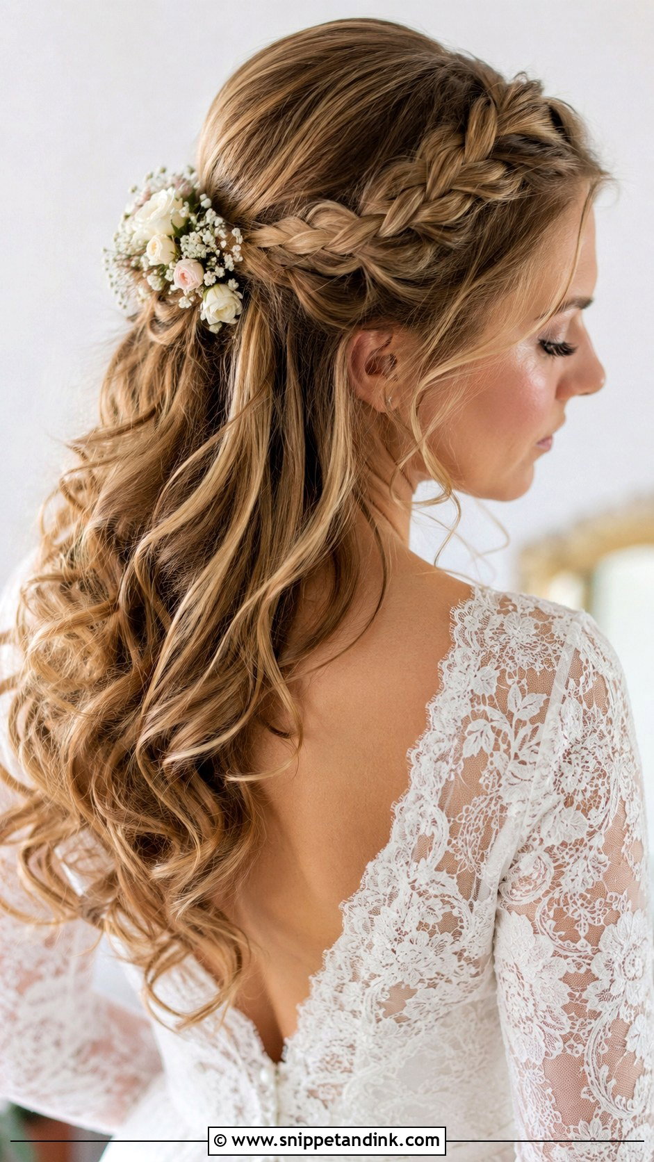 Half Up Wedding Hair With Braided Crown - Snippet and Ink - 20 Half-Up Do Wedding Hair Ideas