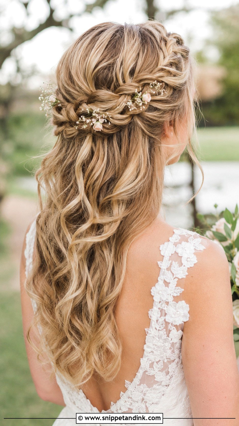 Half Up Wedding Hair With Braided Crown - Snippet and Ink - 15 Half-Up Wedding Hair Down Ideas
