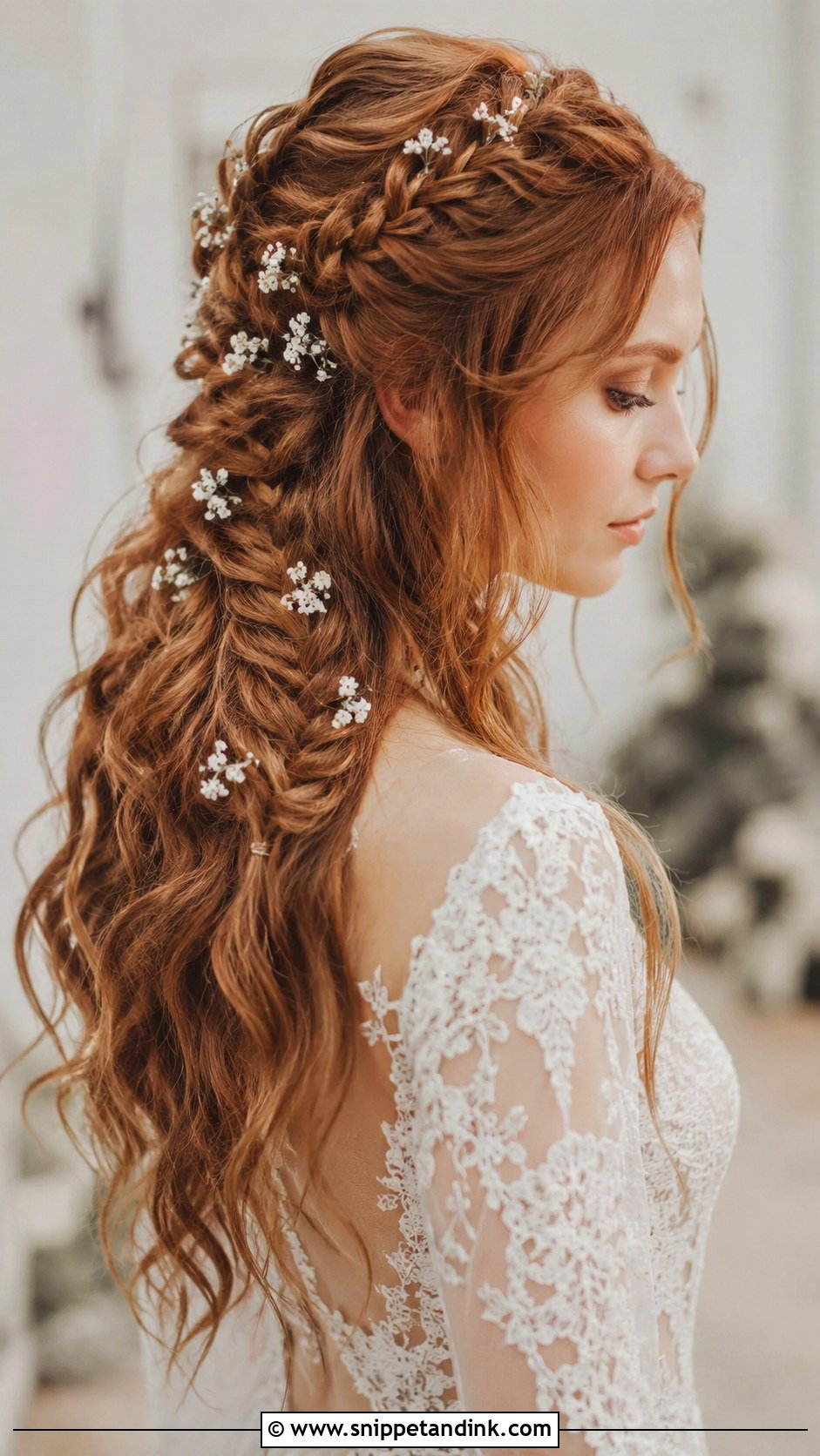 Half Up Wedding Hair With Cascading Braids - Snippet and Ink - 25 Half-Up Wedding Hair Styles
