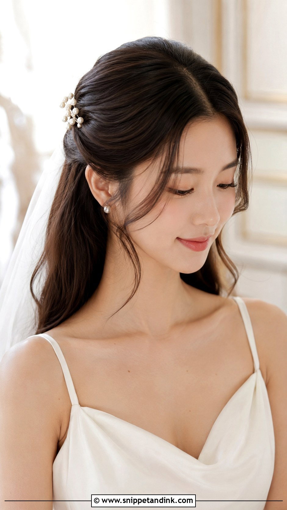 Half Up Wedding Hair With Center Part - Snippet and Ink - 20 Half-Up Do Wedding Hair Ideas
