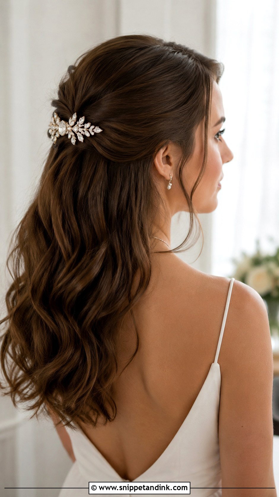 Half Up Wedding Hair With Clip - Snippet and Ink - 15 Half Hairdo Wedding Ideas
