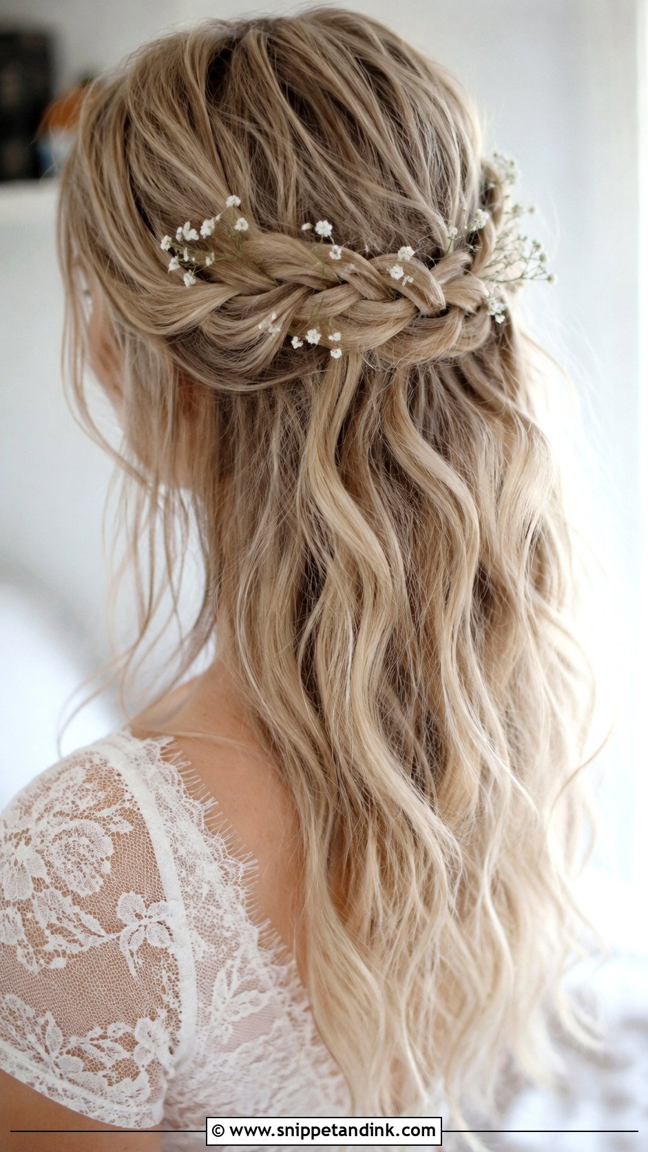 Half Up Wedding Hair With Crown Braid - Snippet and Ink - 15 Half Hairdo Wedding Ideas