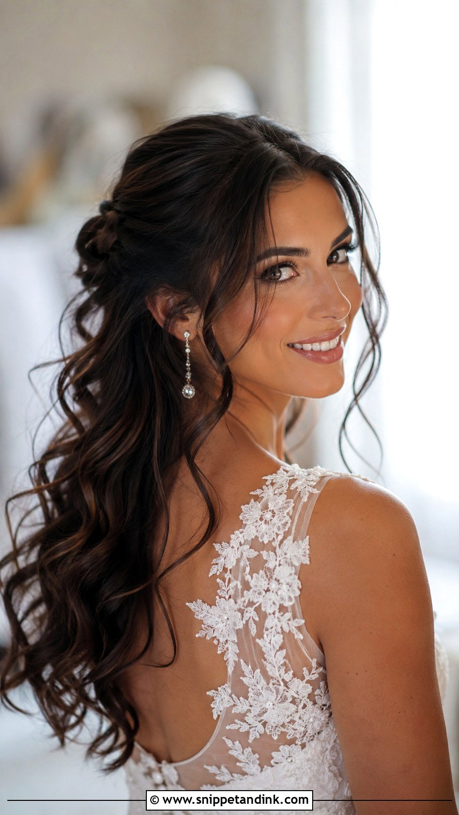 Half Up Wedding Hair With Face Framing Pieces - Snippet and Ink - 15 Halfup Hairstyle for Long Hair Wedding Ideas