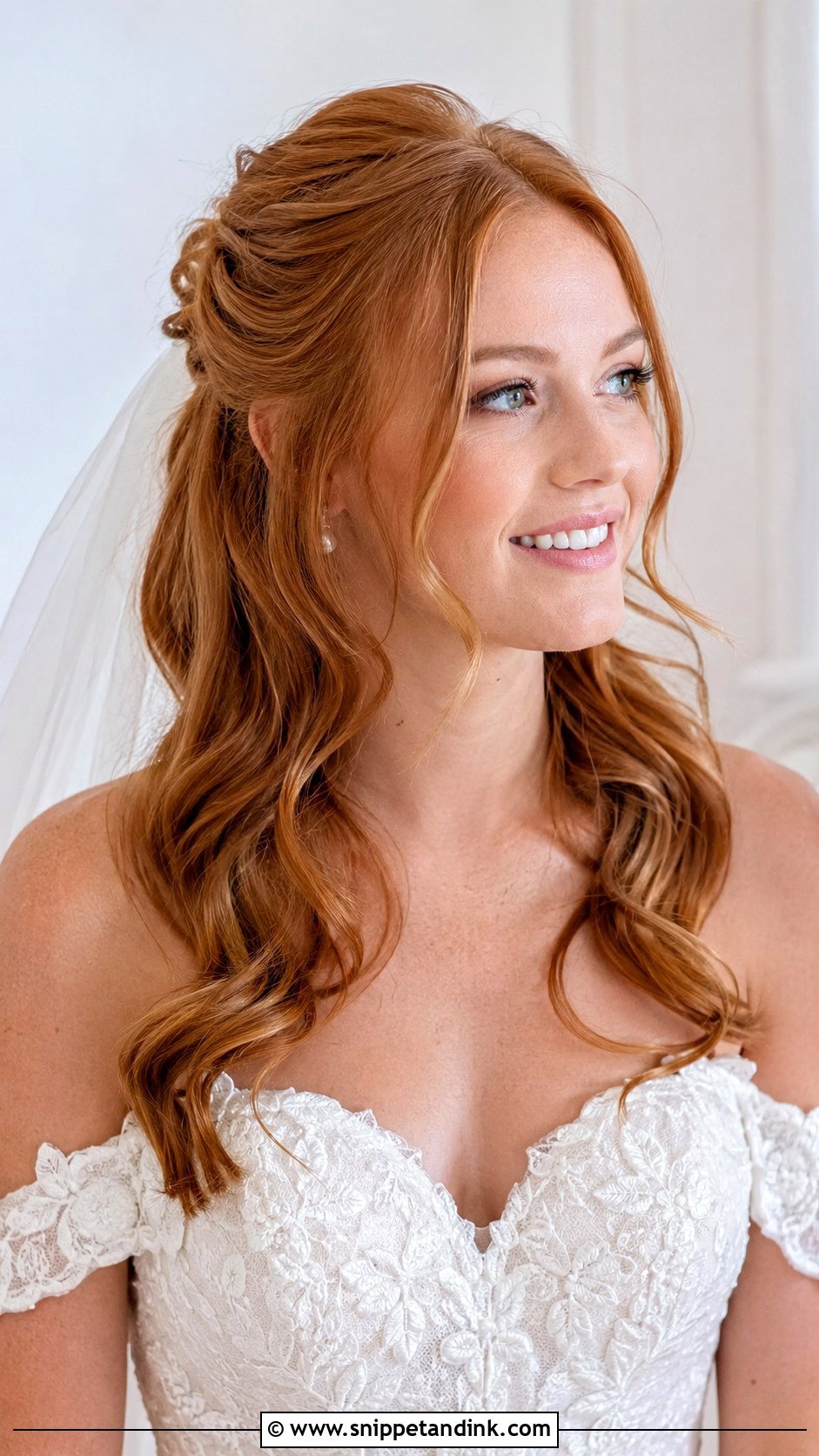 Half Up Wedding Hair With Face Framing Pieces - Snippet and Ink - 20 Half-Up Do Wedding Hair Ideas