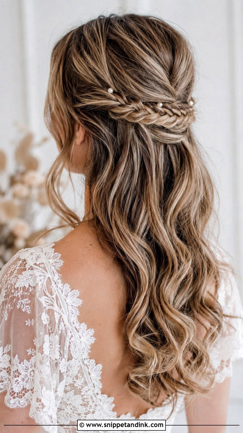 Half Up Wedding Hair With Fishtail Braid - Snippet and Ink - 15 Half-Up Wedding Long Hairstyles