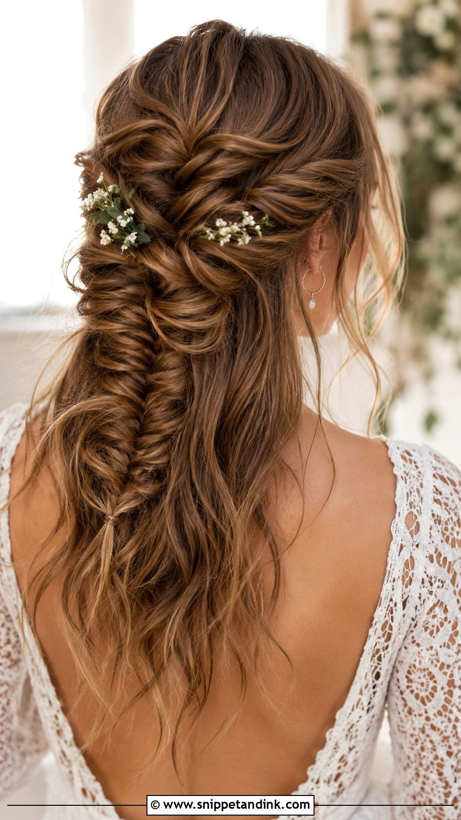 Half Up Wedding Hair With Fishtail Braid - Snippet and Ink - 25 Half-Up Half-Down Wedding Hair Tutorial Ideas