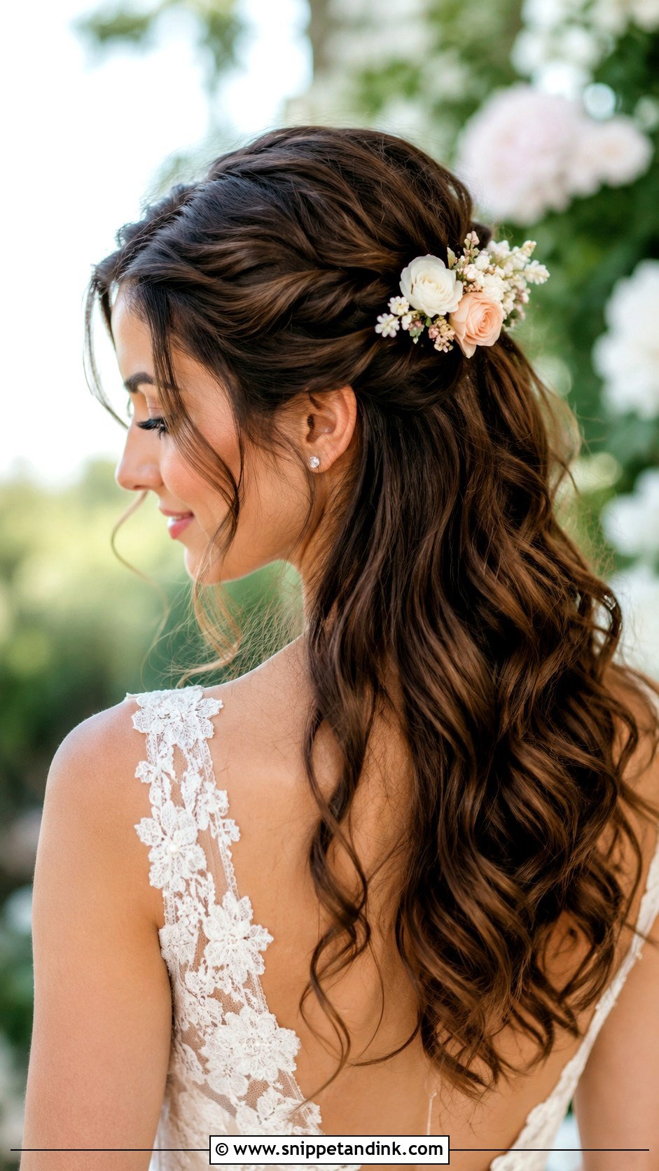 Half Up Wedding Hair With Flower Comb - Snippet and Ink - 15 Half-Up Wedding Hair Down Ideas