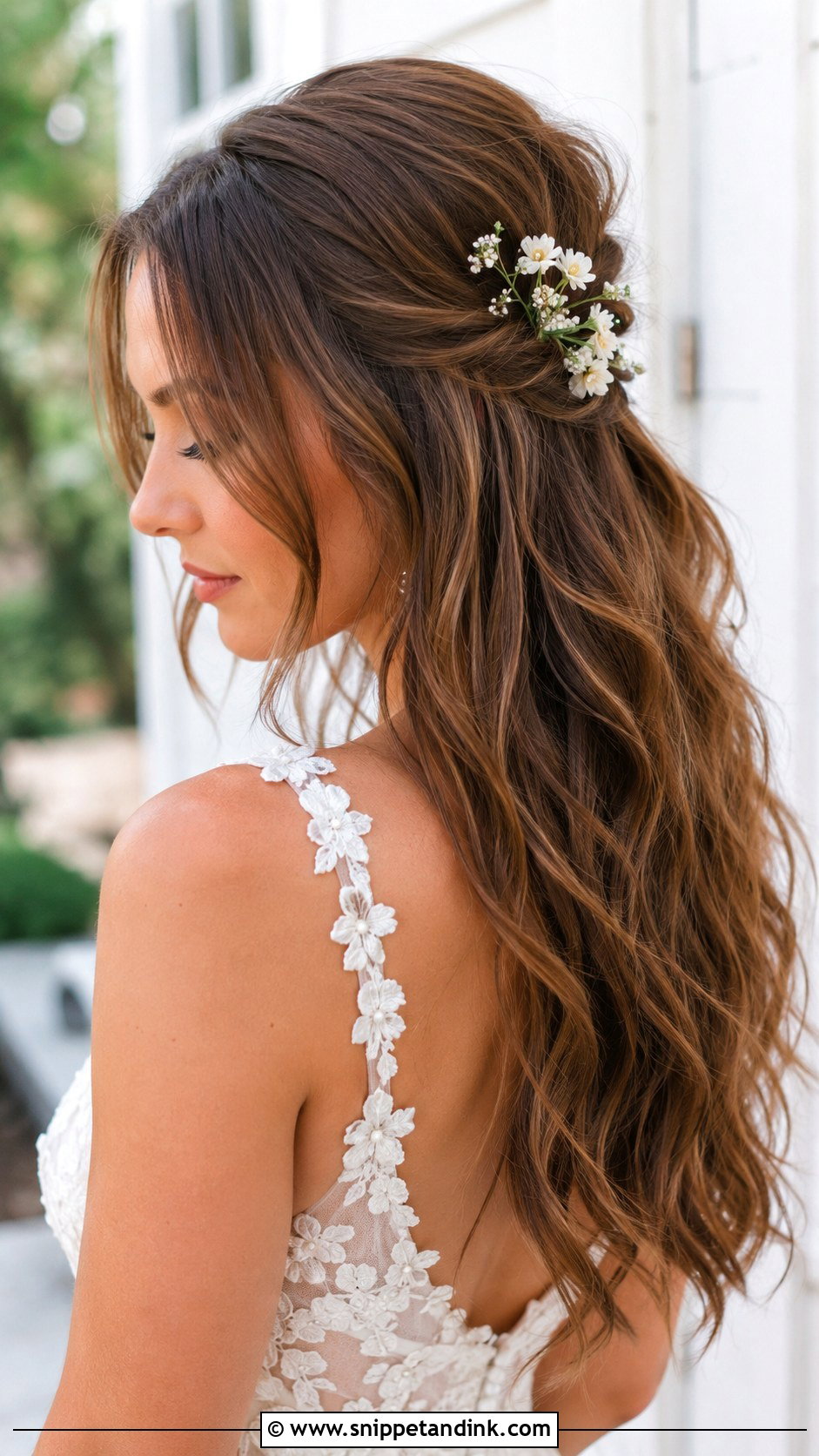 Half Up Wedding Hair With Flowers - Snippet and Ink - 15 Simple Half-Up Wedding Hairstyles