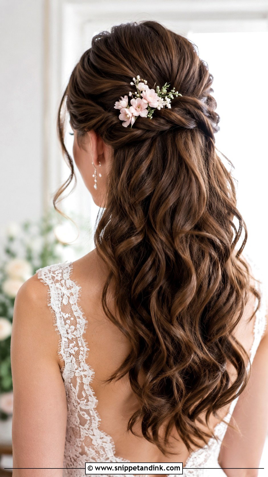Half Up Wedding Hair With Flowers - Snippet and Ink - 15 Wedding Hairstyles for Long Hair with Flowers