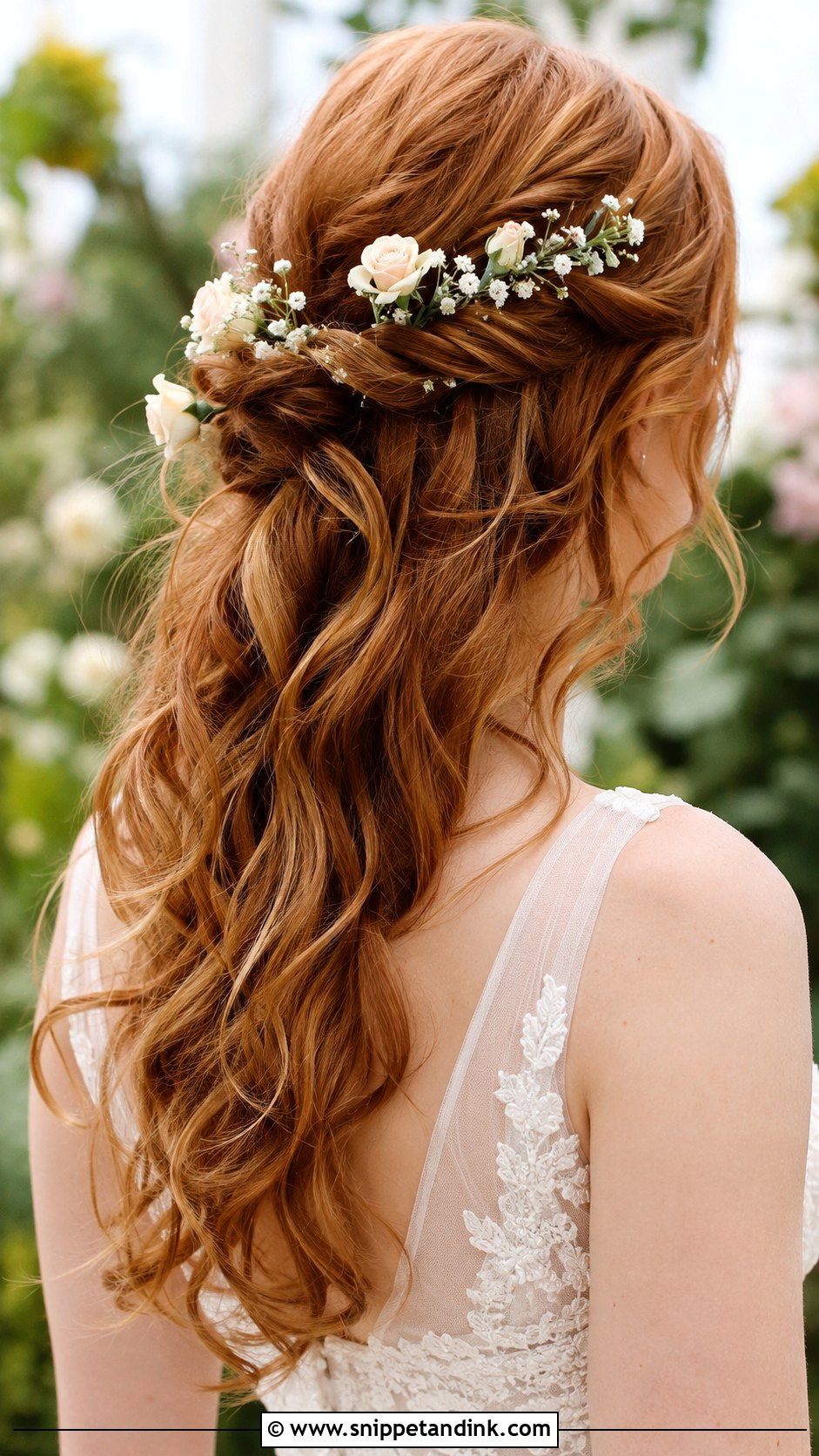 Half Up Wedding Hair With Flowers - Snippet and Ink - 20 Half-Up Wedding Ideas