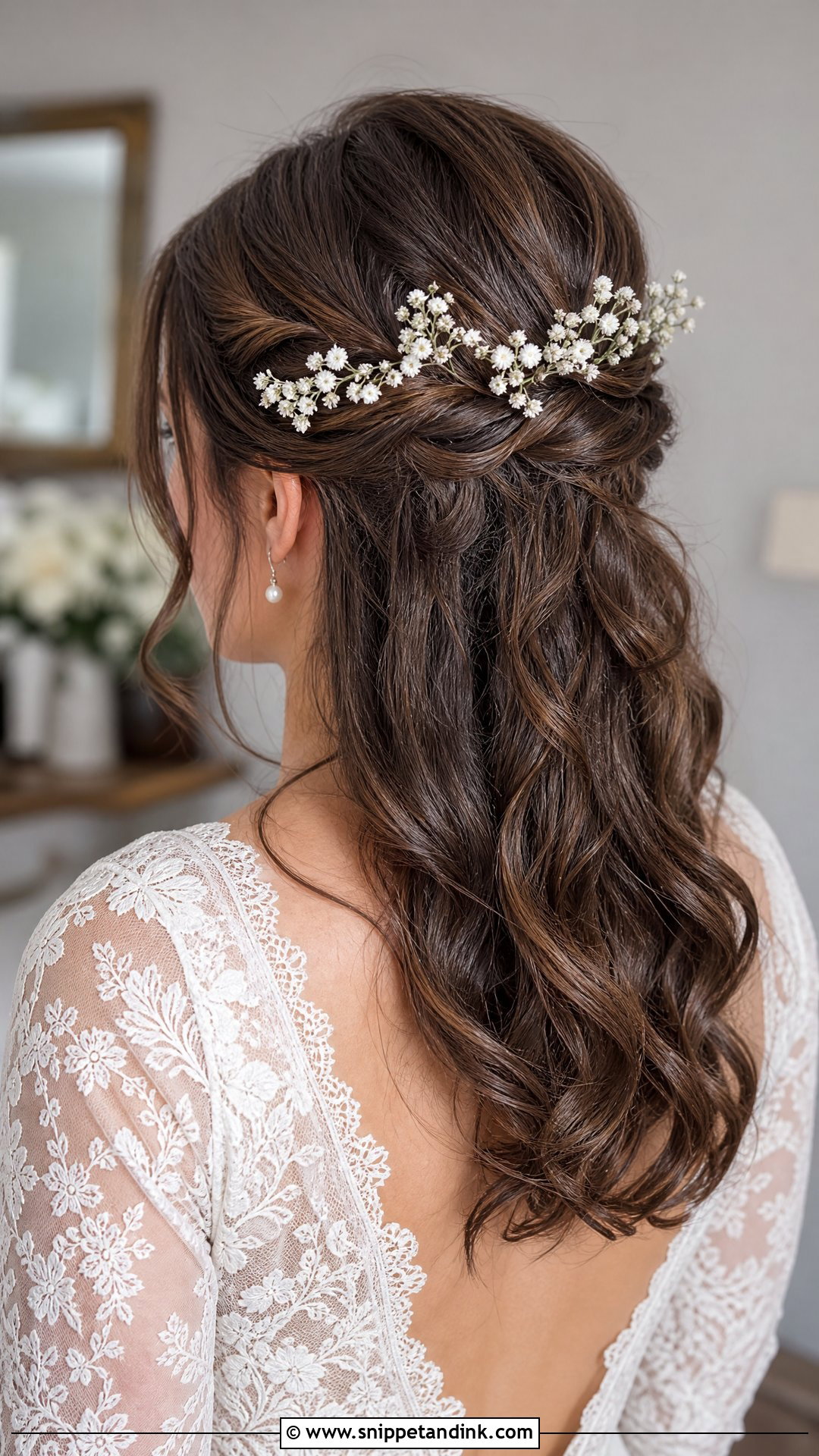 Half Up Wedding Hair With Flowers - Snippet and Ink - 15 Flowers for Hair Wedding Ideas
