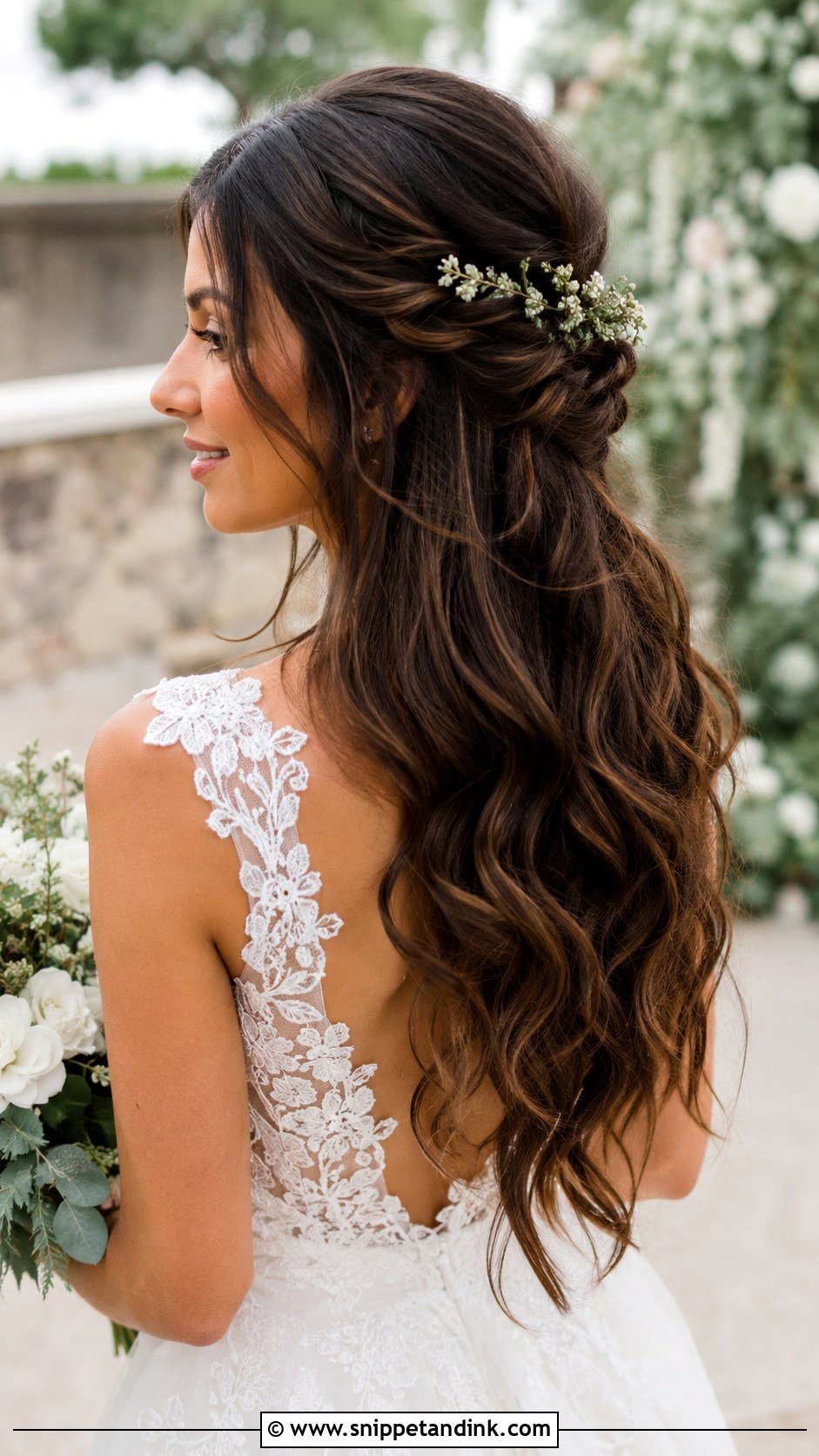 Half Up Wedding Hair With Flowers - Snippet and Ink - 15 Half Hairdo Wedding Ideas