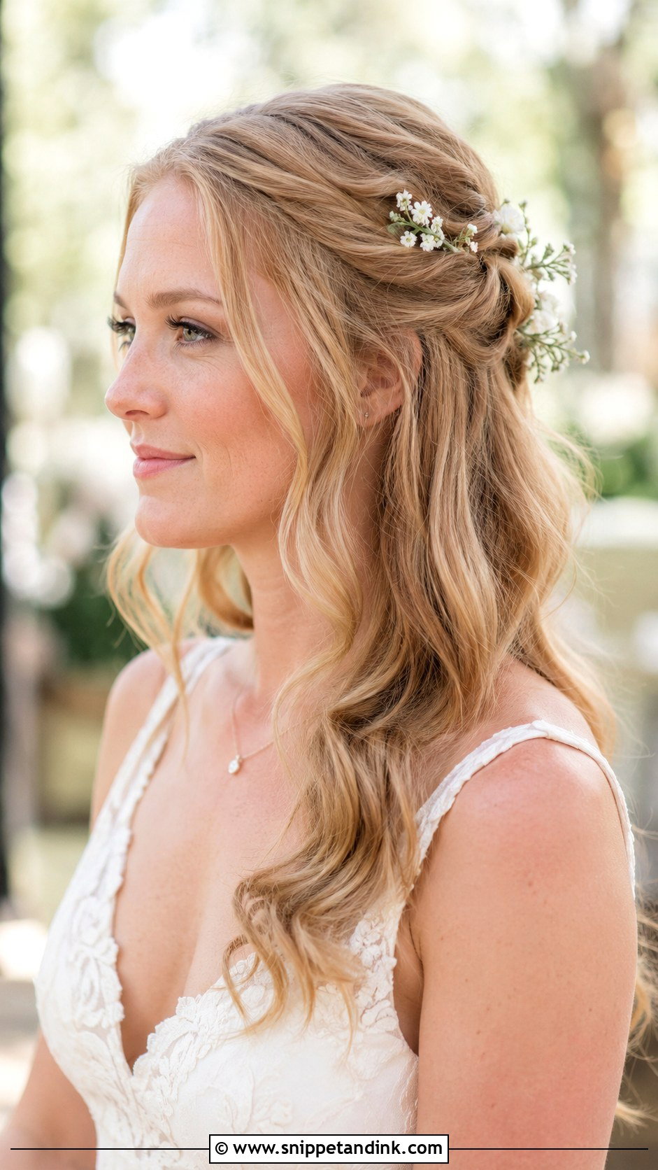 Half Up Wedding Hair With Flowers - Snippet and Ink - 15 Half-Up Wedding Bride Hairstyles
