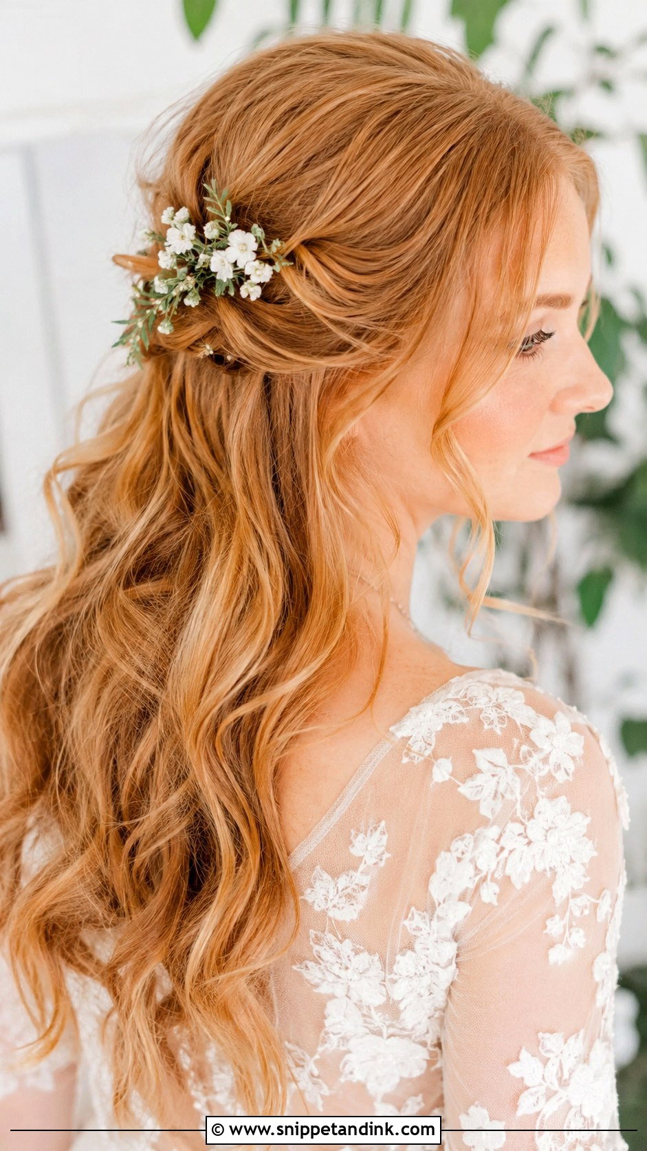 Half Up Wedding Hair With Flowers - Snippet and Ink - 15 Half-Up Wedding Long Hairstyles