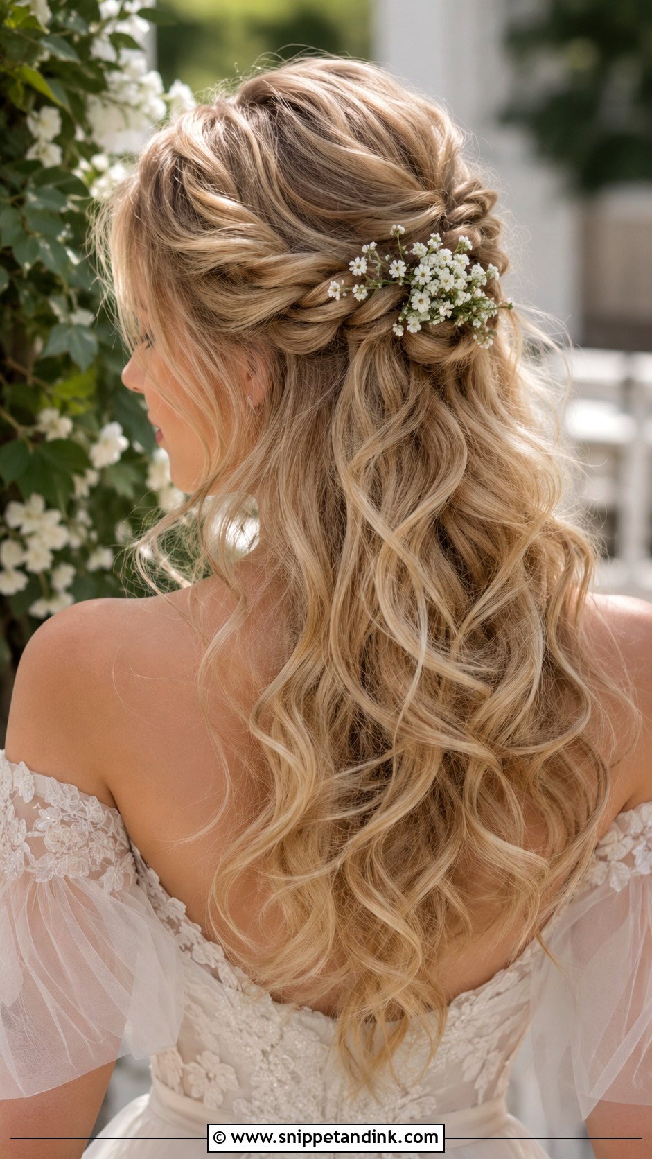 Half Up Wedding Hair With Flowers - Snippet and Ink - 15 Halfup Hairstyle for Long Hair Wedding Ideas